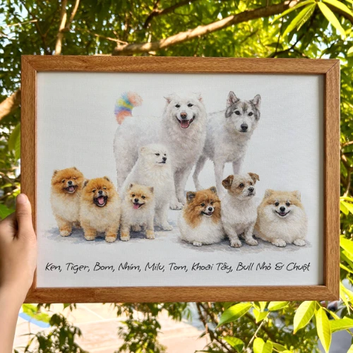 Tranh 9 bé cún do Clawkie vẽ