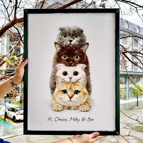 Tranh Pi, Choco, Mây & Bơ do Clawkie vẽ