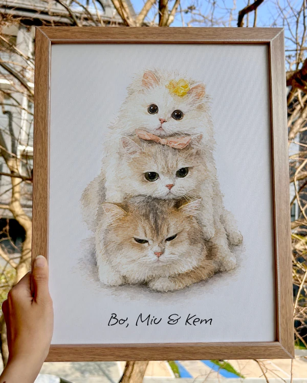 Tranh thú cưng Clawkie vẽ tay